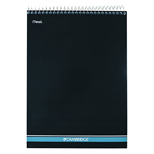 Mead Cambridge Notebook, Top Wirebound Spiral Notebook, College Ruled Memo NotePad, Stiff Back, Durable Cover Business Journal, 8-1/2