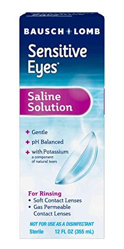 Sensitive Eyes Contact Lens Solution by Bausch & Lomb Saline Solution for Sensitive Eyes, Soft Contact & Gas Permeable Lenses, 12 Fl Oz