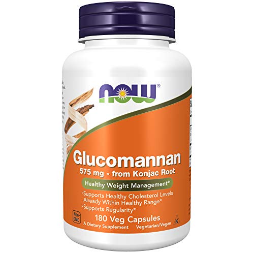 NOW Supplements, Glucomannan (Amorphophallus konjac) 575 mg, Supports Regularity*, Healthy Weight Management*, 180 Veg Capsules 