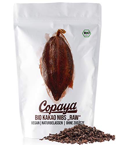 Copaya Biologische cacao nibs rauw zonder toevoegingen, cacaonibs van Peruaanse cacaobonen, gecontroleerde premium bonen zonder suiker, ongeroest en ongezoet, voorraadverpakking 1000 g (1 kg)