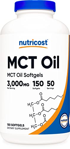 Nutricost MCT Oil Softgels 1000mg, 150 SFG (3,000mg Serv) - Great for Keto, Ketosis, and Ketogenic Diets