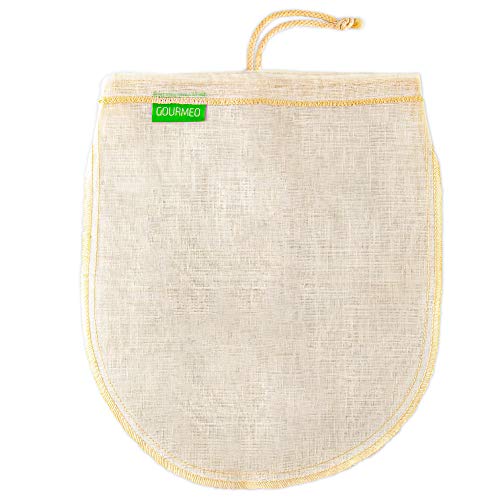 GOURMEO® Notenmelkzak van natuurlijke hennepvezel U-vormig - voor veganistische notenmelk & amandelmelk - fijnmazige filterdoek, vergiet doek 