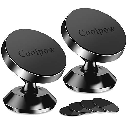 [ 2 Pack ] Magnetic Phone Mount, [ Super Strong Magnet ] [ with 4 Metal Plate ] car Magnetic Phone Holder, [ 360° Rotation ] Universal Dashboard car Mount Fits iPhone Samsung, etc Other Cell Phones