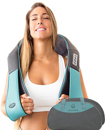 InvoSpa Shiatsu Back Shoulder and Neck Massager with Heat - Deep Tissue Kneading Pillow Massage - Back Massager, Shoulder Massager, Electric Full Body Massager Gift - Massagers for Neck and Back