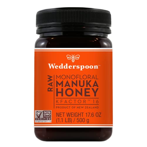 Wedderspoon Raw Premium Manuka Honey, KFactor 16, 17.6 Oz, Genuine New Zealand Honey, Traceable from Our Hives to Your Home