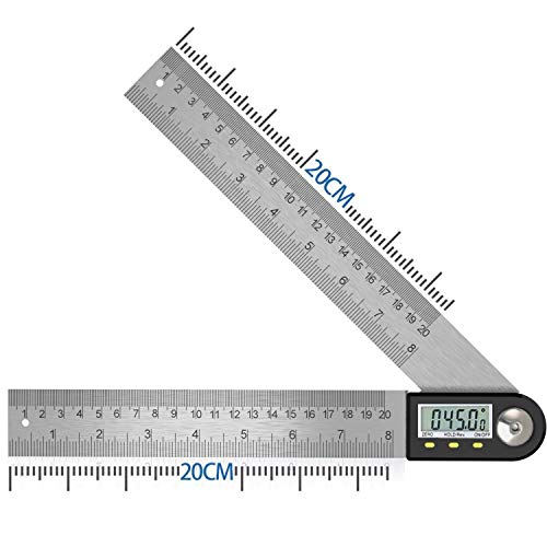 Digitale gradenboog met lcd-display, hoekliniaal van roestvrij staal, voor gereedschap en doe-het-zelvers, lengte 400 mm, 360 graden meethoek