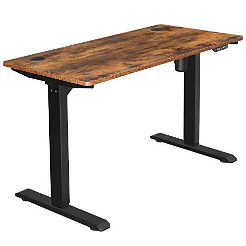 SONGMICS Elektrisch bureau, in Hoogte Verstelbaar, Bureaustandaard, Bureaulijst met Motor, 120 x 60 x (73-114) cm, Staal, Vintage Bruin - Zwart LSD011B01