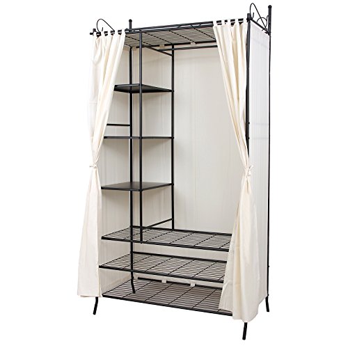 Songmics Metalen Garderobekast Vouwgarderobe Met Gordijn 210 X 108 X 58 Cm Rtg04H