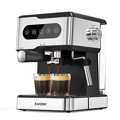 Espresso Machine Kwister 20 Bar Espresso Coffee Maker Cappuccino Machine with Milk Frother,Digital Touch Panel,50 OZ Removable Water Tank, Stainless Steel