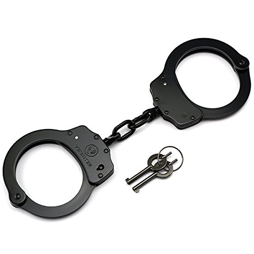 VIPERTEK Double Lock Steel Police Edition professionele kwaliteit handboeien (zwart) door Vipertek