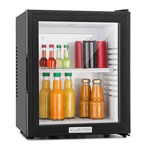 Klarstein MKS-12 - minibar, minikoelkast, drankkoeler, 24 liter, ca. 38 x 47 x 38 cm (BxHxD), 30 dB stille werking, zwart