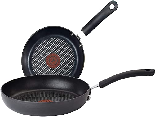 T-fal Ultimate Hard Anodized 2-Piece Scratch Resistant Titanium Nonstick Thermo-Spot PFOA Free 10/12-Inch Cookware Set, Gray, E765S274