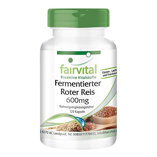 Gefermenteerde rode rijst capsules 600mg - VEGAN - HOOG GEDOSEERD - rode rijst extract met 4,5mg monacoline K per capsule - Monascus purpureus - 120 capsules