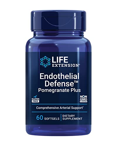 Life Extension Endothelial Defense Pomegranate Plus – Pomegranate Seed, Flower And Fruit Extract Formula Supplement Pills for Heart and Endothelial Health – Gluten-Free, Non-GMO – 60 Softgels