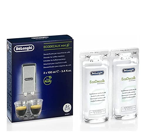 De'Longhi EcoDecalk Descaler, Eco-Friendly Universal Descaling Solution for Coffee & Espresso Machines, 2-Pack (1 use per pack)