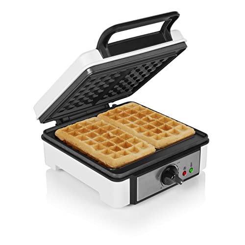 Princess 132397 wafelijzer, Belgische wafelvorm, instelbare warmteinstelling, 1200 watt, 0,7 meter kabellengte, 19,8 x 198 cm mal, antiaanbaklaag