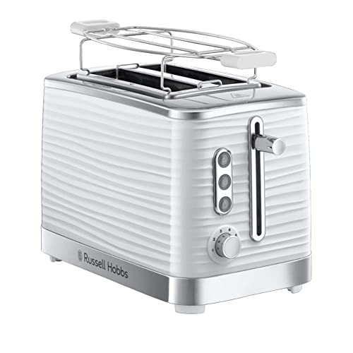 Russell Hobbs Inspire Broodrooster, Wit, 2 Sleuven, Variabele Bruiningsgraad, Uitneembare Kruimellade, Ontdooien, Opwarmen, Annuleren, 24370-56