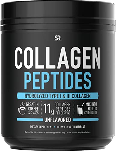 Sports Research Collagen Powder Supplement - Vital for Healthy Joints, Bones, Skin, & Nails - Hydrolyzed Protein Peptides - Great Keto Friendly Nutrition for Men & Women - Mix in Drinks (16 Oz)