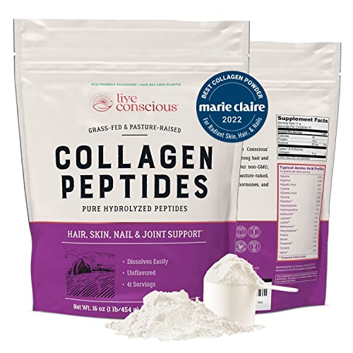 Collagen Peptides Powder - Hair, Skin, Nail, and Joint Support - Type I & III Grass-Fed Collagen Powder for Women and Men - Naturally-Sourced Hydrolyzed Collagen Powder - 41 Servings - 16oz