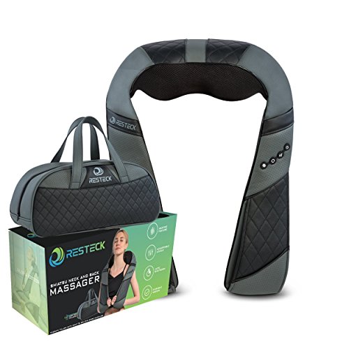 RESTECK Massagers for Neck and Back with Heat - Deep Tissue 3D Kneading Pillow, Electric Shiatsu Back Neck and Shoulder Massage, Shoulders, Foot, Legs,Body - Relieve Muscle Pain - Office, Home & Car