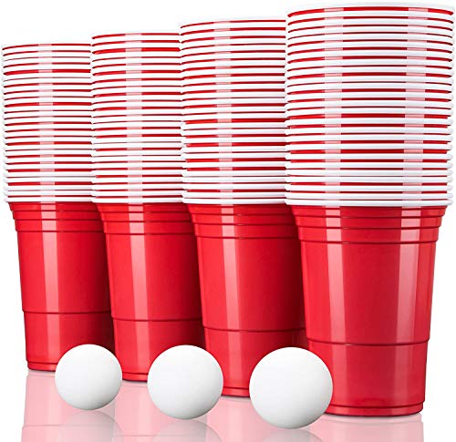 TRESKO® rode partybekers 100 stuks | beer pong party cups | 473 ml (16 oz) | bierpong bekers extra sterk | plastic bekers kunststof bekers kamperen