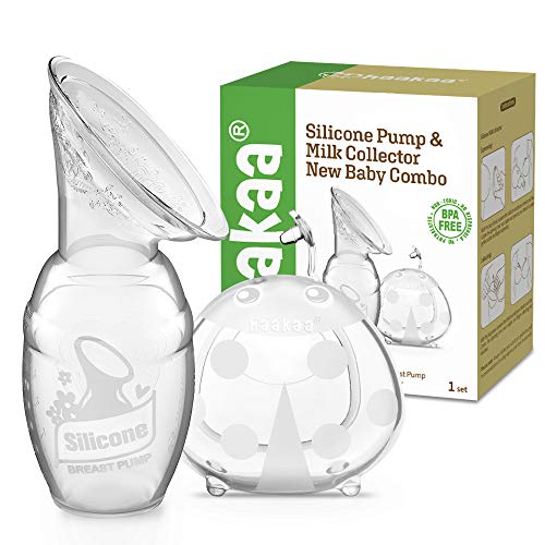 haakaa Silicone Breast Pump and Ladybug Breast Shells Combo for Breastfeeding Moms to Collect Breast Milk| Pumping and Nursing| Portable Breastmilk Catcher(pump-4oz/100ml,1pk; Shell-2.5oz/75ml,1pk)