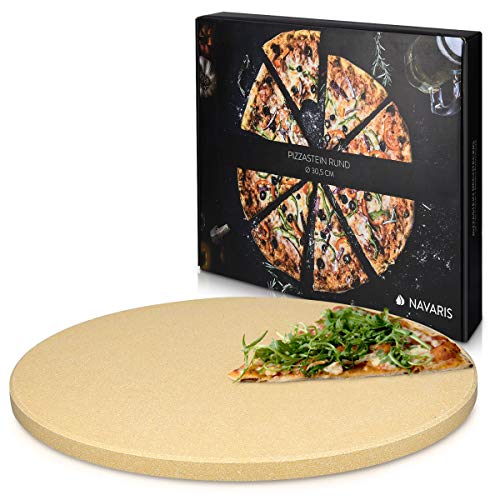 Navaris pizzasteen voor oven XL - Pizzabakplaat van natuursteen voor in de oven of op barbecue - Inclusief receptenboek - Diameter 30,5 cm