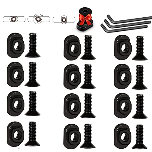 Bontok T-Nut Screws Set Compatible with Rail Mount, Set of 12 T-nut and Screws Replacement Sets with 3 Allen Wrench