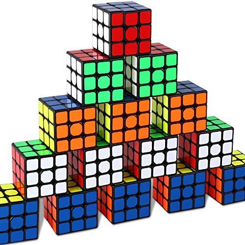 Full Size 3x3x3 Cube Set, Puzzle Party Toy, Eco-Friendly Material with Vivid Colors, Party Favor School Supplies Puzzle Game Set for Kids and Adults（15 Pack）,2.2 Inch Each Side.