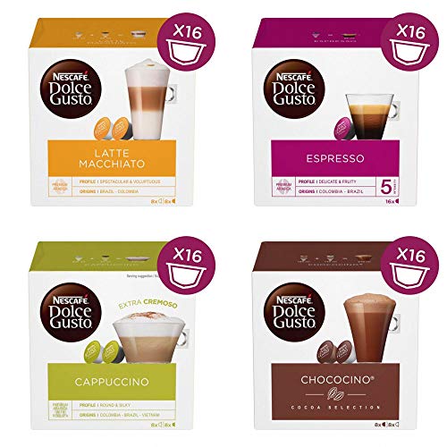 Nescafe Dolce Gusto 4 Flavour Variety Pack (64 Capsules) Boxed