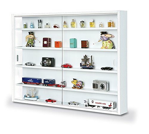 Inter Link verzamelvitrinekast hangvitrine wandrek glazen MDF wit BxHxD: 80 x 60 x 10 cm
