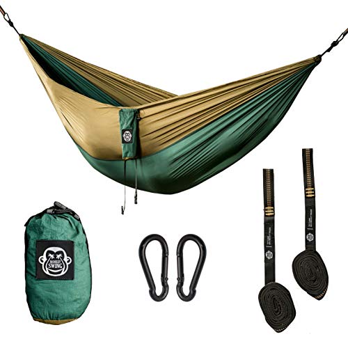 Monkey Swing Hangmat incl. ophangset, 275 x 140 cm, outdoor, reizen, trekking en camping, reishangmat, tuin, strand