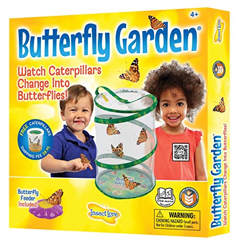Insect Lore - Butterfly Growing Kit - Butterfly Habitat Kit with Voucher to Redeem 5 Caterpillars, STEM Journal, Butterfly Feeder & More – Life Science & STEM Education – Butterfly Science Kit 