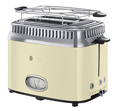 Russell Hobbs Retro Vintage Cream Broodrooster (Crème/Off-White, Snel Warm, Lif & Look functie, RVS/ Hoogglans) 21682-56