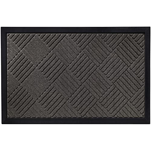 Gorilla Grip All-Season WeatherMax Doormat, Durable Natural Rubber, Stain and Fade Resistant, Low Profile, Indoor Outdoor Door Mats, Easy Clean Patio Entrance Mat, 17x29, Gray Diamond