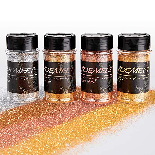 Metallic Glitter, 8 oz(2 oz Each) Glitter with Shaker Lid, Idemeet Epoxy Resin Glitter Extra Fine Glitter Dust for Craft Art Decor, Slime Glitter Cosmetic Glitter for Nail Body Eye Hair, 4Colors