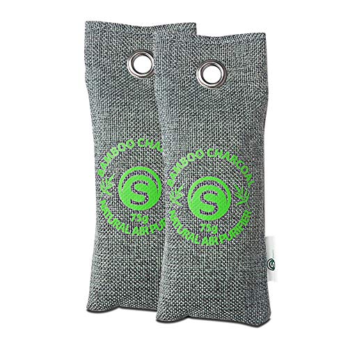 Bamboe actieve kool Schoen geurverwijderaar 2 x 75g | Schoenendroger Anti Vochtigheid | Deo voor schoenen | Geur neutralisator tegen voetgeur veroorzaakt door zweterige voeten | Schoenkast verfrisser | Stimio