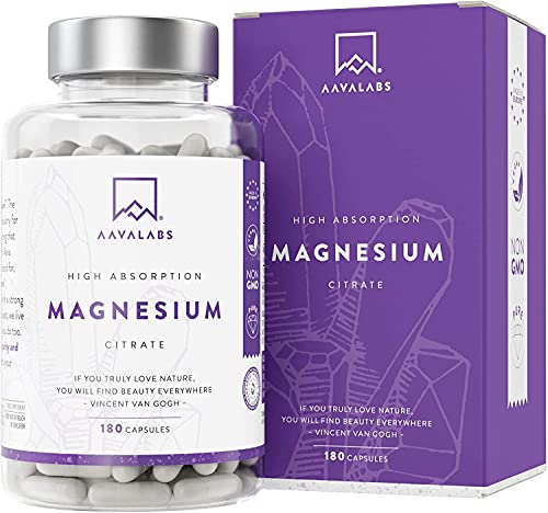 Magnesiumcitraat Supplement [ 448.8 mg ] Veganistisch - Hoge Dosis Elementair Magnesium - 180 Capsules - Zuiver - 3 maanden voorraad aavalabs