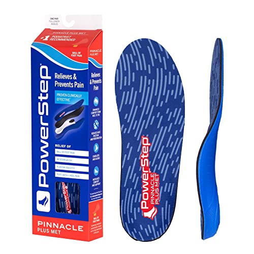 Powerstep unisex adult Pinnacle Plus Met Insole, Red/Blue, Men s 8-8.5 Women 10-10.5 US