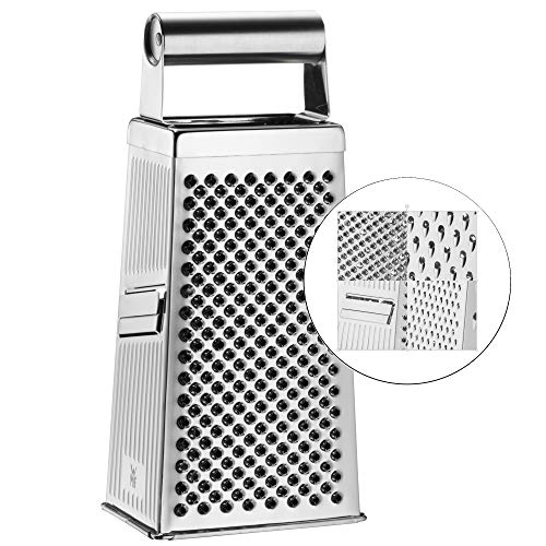 WMF 0644419990 Rasp met vierkante rasp, 8 x 24 cm, rasp met 4 raspoppervlakken, ideaal als aardappelrasp, komkommer, Cromargan roestvrij staal, vaatwasmachinebestendig, Zilver, 1 pak 