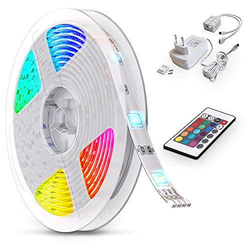 B.K. Licht I LED strip I 5 meter I RGB I LED lights met afstandsbediening I zelfklevend strips