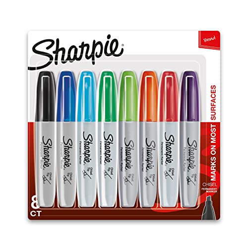 Sharpie Permanent Markers | Chisel Tip Markers, Colors may vary 
