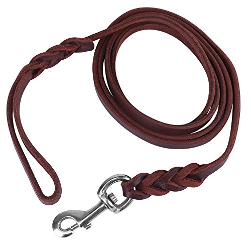 Smandy 1,2 m / 1,6 m / 2,1 m lederen hondenlijn hondenriem huisdier hondenriem veiligheidstouw lederen riem lederen hondenhalsband & lijn voor huisdier lopen training 1,2 cm breedte (1,2 m)