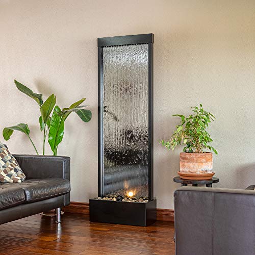 Alpine Corporation MLT102 Mirror Waterfall Fountain with Stones and Light, 72 Inch Tall, Silver 