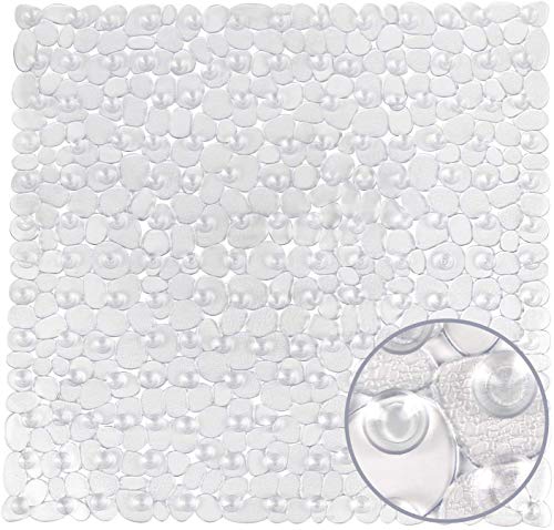 WELTRXE Douchemat, badmat badmat badmat antislip antibacterieel met zuignappen, vierkant steenlook douchematten douche