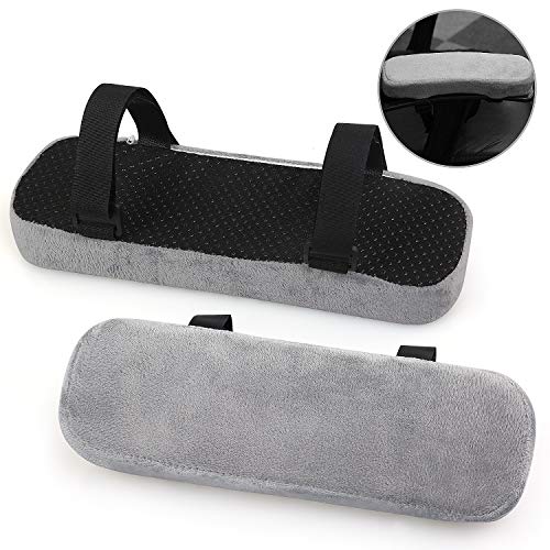 Ballery Armsteun Pads, Bureaustoel Armsteun Covers Memory Foam Gaming Stoel Arm Covers Stoel Armsteun Kussens met Verstelbare Hook & Loop Sluiting voor ellebogen, pols en onderarmen Relief - Grijs (2 Pack)