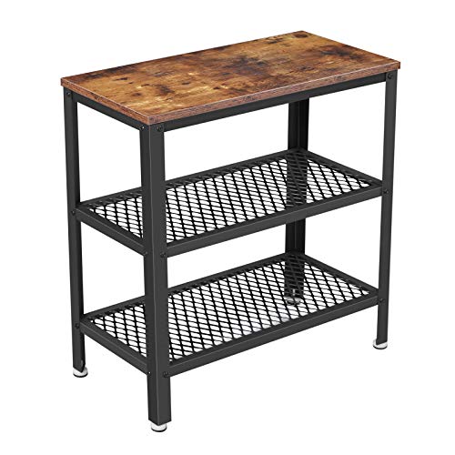 VASAGLE Console tafel, bijzettafel, deco tafel met 2 rasterplanken, salontafel, gang, woonkamer, slaapkamer, kantoor, smal, stabiel, ruimtebesparend, eenvoudige montage, industrieel ontwerp, vintage, donkerbruin LET33BX