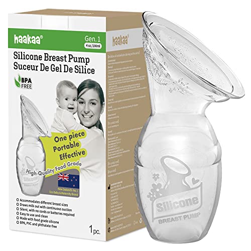 Haakaa Breast Pump with Silicone Nipple Silicone Breastfeeding Pump Manual Breast Pumps Milk Pump 100% Food Grade Silicone
