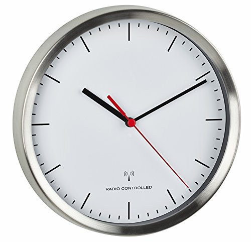 TFA Dostmann zendergestuurde wandklok, 60.3530.02, modern keukenklok met secondewijzer, hoge precisie, rustig loopwerk 