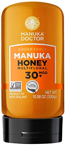 MANUKA DOCTOR - MGO 30+ SQUEEZY Manuka Honey Multifloral, 100% Pure New Zealand Honey. Certified. Guaranteed. RAW. Non-GMO (10.58 oz)